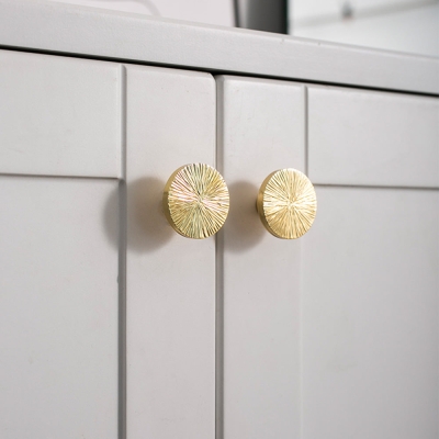 Poign&eacute;es d'armoire &agrave; boutons courbes en laiton dor&eacute;
