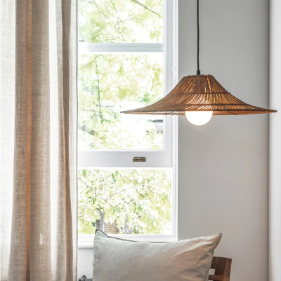 Lustre de Ferme Vintage en Rotin