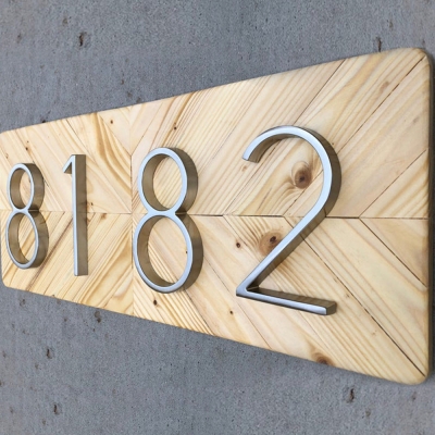 Plaques de num&eacute;ro de maison modernes et simples en alliage de zinc en argent