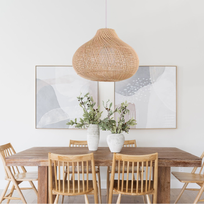 Lampe suspendue cr&eacute;ative en rotin et osier pour salle &agrave; manger