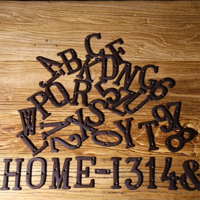 Num&eacute;ros de porte de maison en fer forg&eacute; antique de 3 pouces