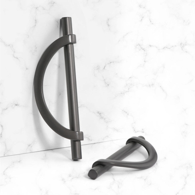 Poign&eacute;e d'armoire noire mate en alliage de zinc, boutons de commode en demi-cercle