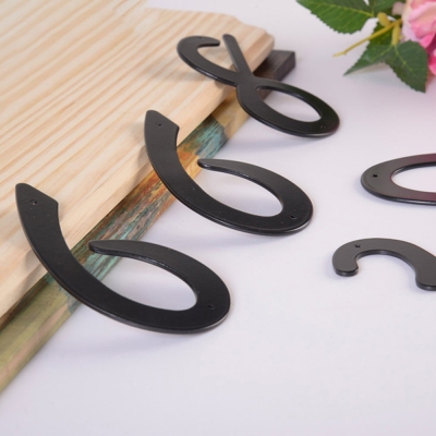 Num&eacute;ros de porte de maison en aluminium noir mat Art d&eacute;co
