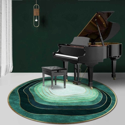 Tapis ronds verts minimalistes, tapis &agrave; rayures circulaires