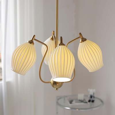 Lustre nervur&eacute; en c&eacute;ramique moderne pour salle &agrave; manger