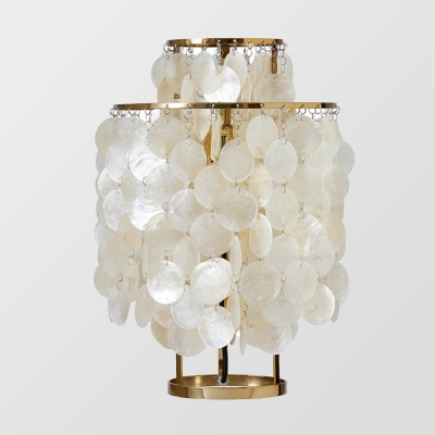 Lampe de table d&eacute;corative en forme de coquille argent&eacute;e et dor&eacute;e