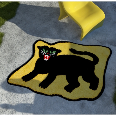 Tapis de sol moelleux fait main chat noir