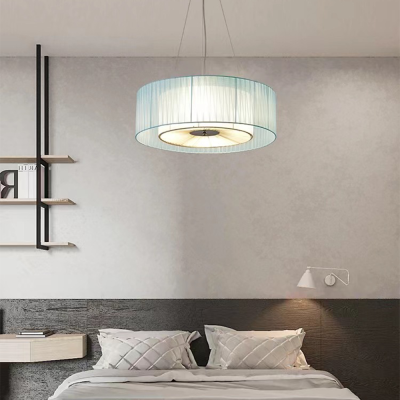 Lampe suspendue pliss&eacute;e &agrave; volants en tissu moderne