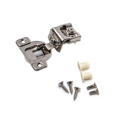 (Paquet de 5) Charni&egrave;res d'armoire compactes &agrave; montage encastr&eacute; de 1-1/4'' nickel&eacute;es