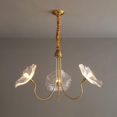 Lustre de salon moderne en verre feuille de lotus