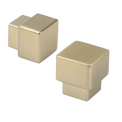 Boutons carr&eacute;s en laiton bross&eacute; dor&eacute; de 1 po, mat&eacute;riel d'armoire de cuisine, boutons de commode