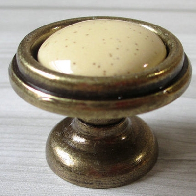 Bouton de tiroir de commode en c&eacute;ramique, cr&egrave;me ivoire, Bronze Antique, poign&eacute;e de porte d'armoire pivotante