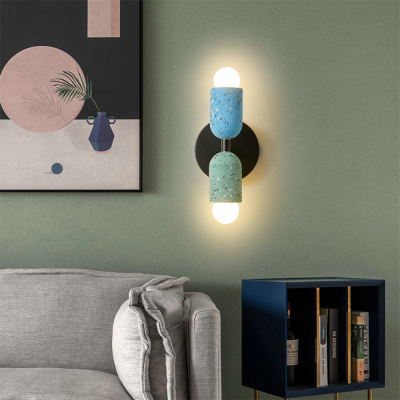 Lumi&egrave;res de ciment &agrave; double t&ecirc;te, applique murale cr&eacute;ative en fer pour d&eacute;coration de maison