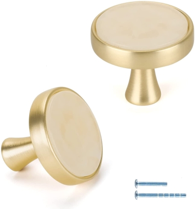 Paquet de 15 boutons de tiroir en laiton modernes boutons de porte d'armoire ronds boutons de placard solides (LS6214PS)