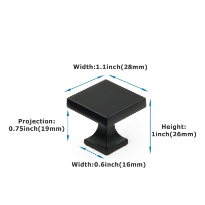 Paquet de 10 boutons de tiroir noirs, boutons d'armoire carr&eacute;s solides (LS6785BK)