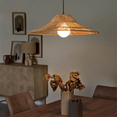 Lustre de Ferme Vintage en Rotin
