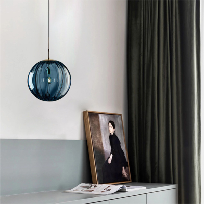 Lampe suspendue nordique minimaliste moderne &agrave; motif d'eau, boule de verre