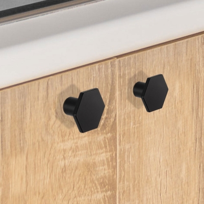 Paquet de 10 boutons de porte d'armoire de cuisine noirs boutons de tiroir hexagonaux noir mat (LS6275BK)