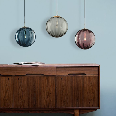 Lampe suspendue nordique minimaliste moderne &agrave; motif d'eau, boule de verre