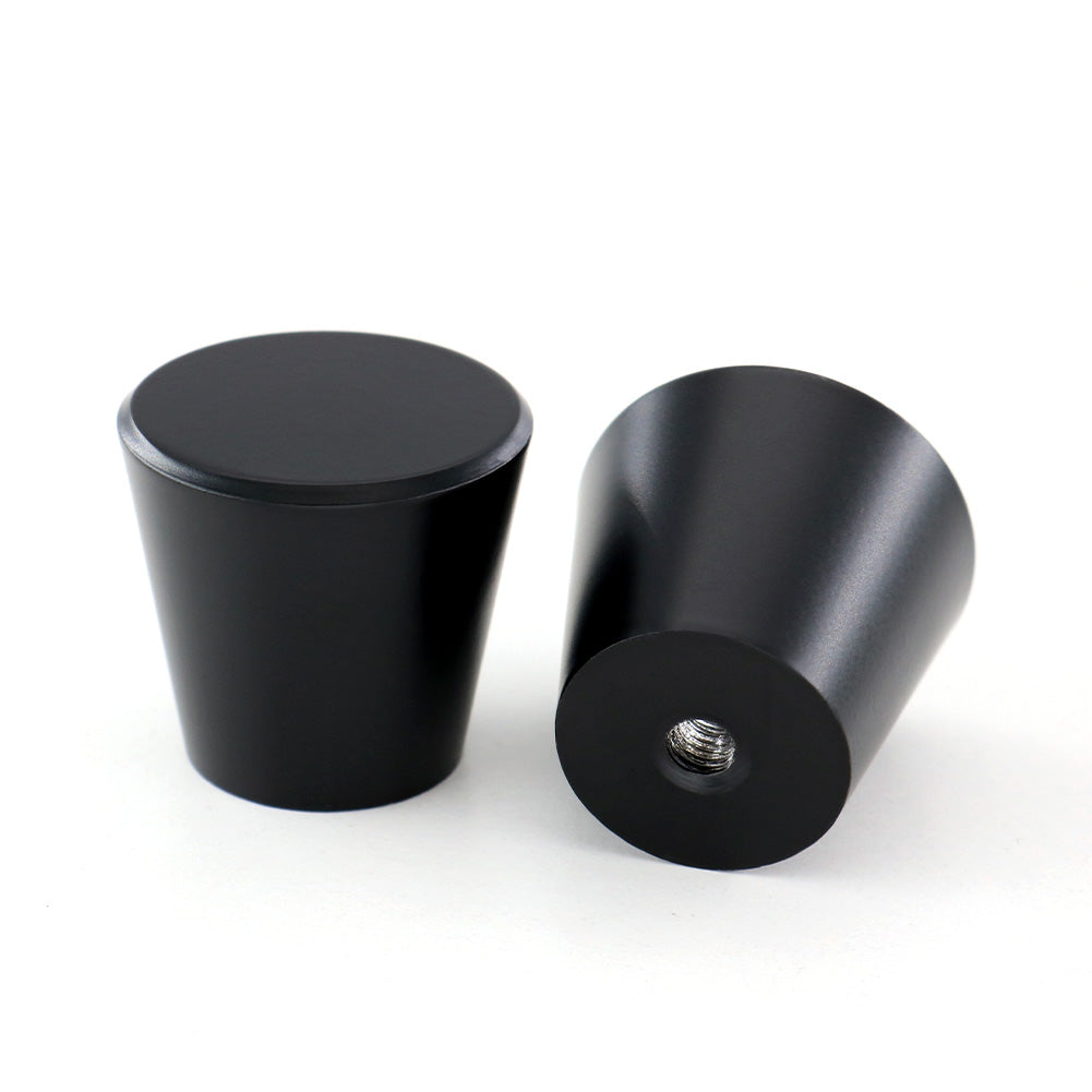 6 Pack Flat Black Cone Shape Drawer Knobs Solid, 1'' Diameter(LS745BK)